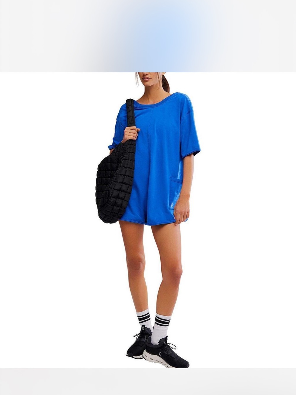 FP Movement by Free People Royal Blue Short Sleeve short jumpesuit